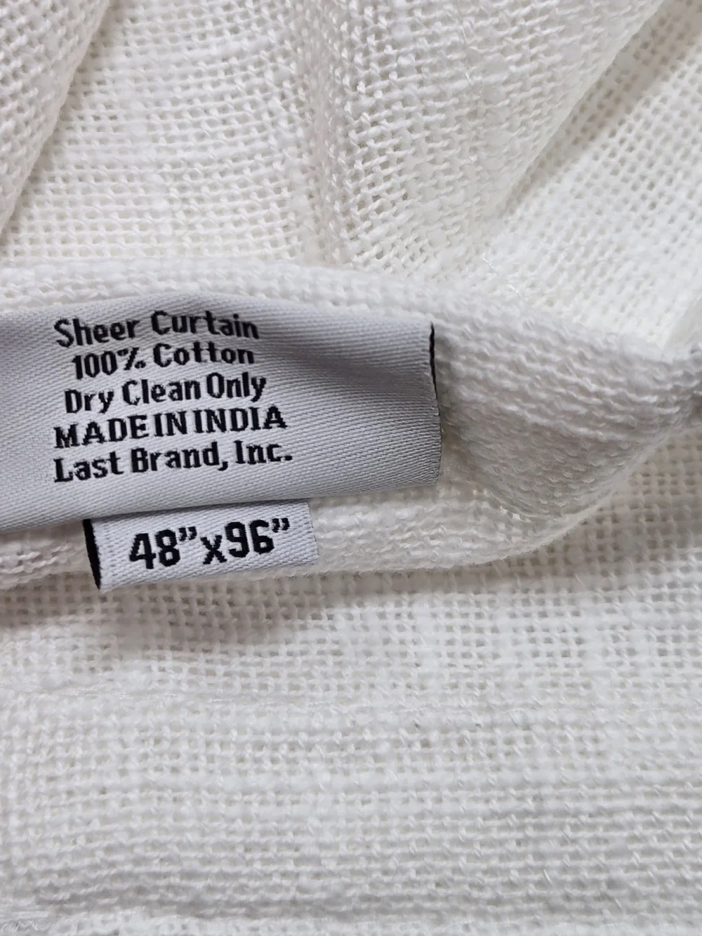 NWT QUINCE Set Of 2 48x96 Cotton Sheer Curtains White 9078